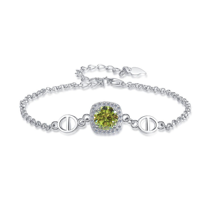Damenarmband mit strahlend gelbem Kristall und funkelndem Zirkonia-Rahmen Shop Nory