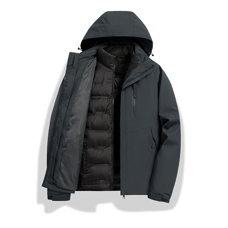 Damen 2-in-1 wasserdichte Winterjacke mit abnehmbarer Daunen-Innenweste Shop Nory