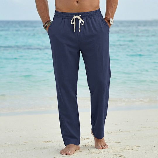 Herren Leinenoptik Relaxhose mit elastischem Bund, Tunnelzug und Seitentaschen Shop Nory