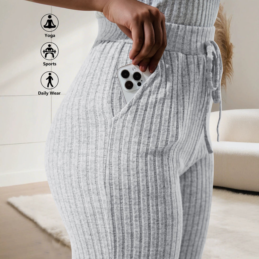 Damen Komfort-Strickhose mit weitem Bein und Kordelzug Shopy Nory
