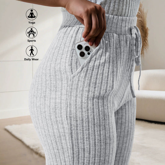 Damen Komfort-Strickhose mit weitem Bein und Kordelzug Shopy Nory