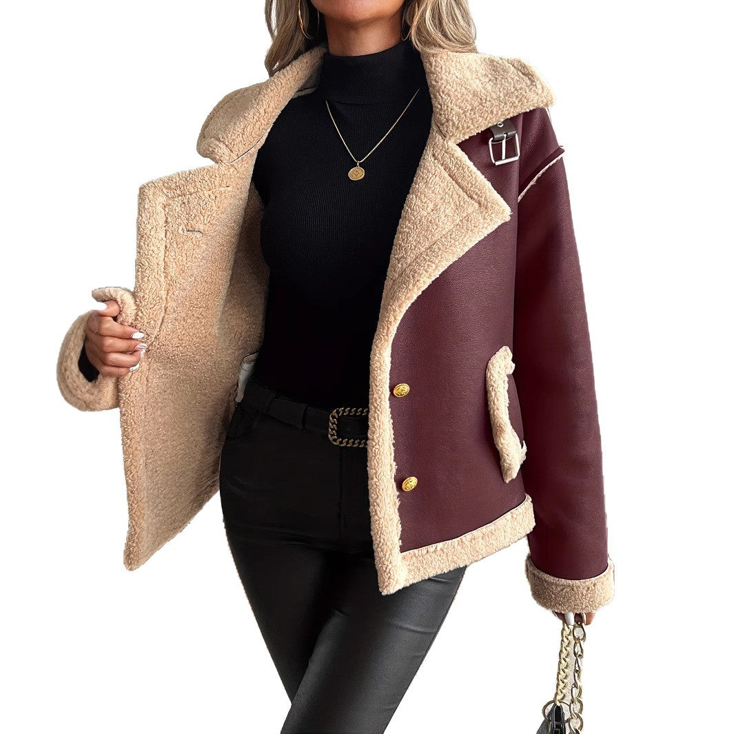 Damen Modische Teddyfelljacke