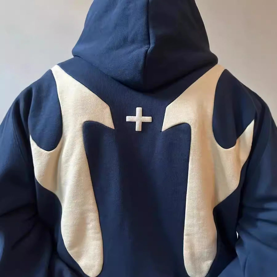 Damen stilvoller Kapuzenpullover mit kontrastierenden Einsätzen