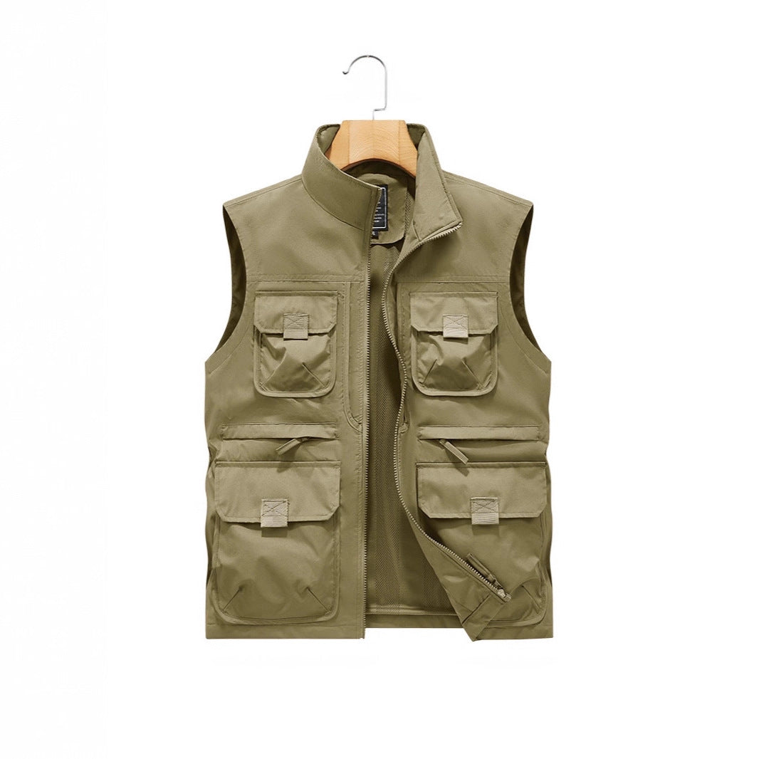 Herren Fotografen- und Outdoor-Utilityweste mit vielen Multifunktionstaschen und durchgehendem Reißverschluss Shop Nory