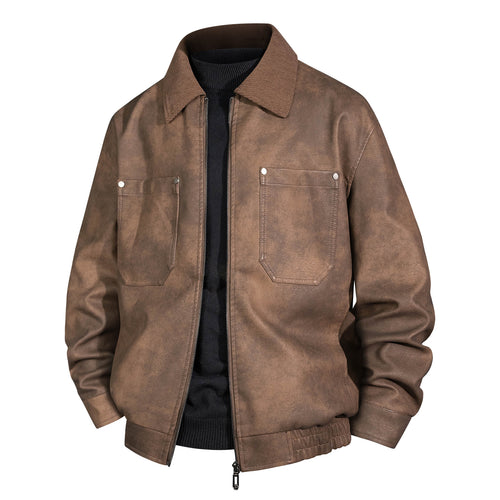 Herren Kurzjacke aus Veloursleder-Imitat mit geripptem Kragen und aufgesetzten Brusttaschen Shop Nory