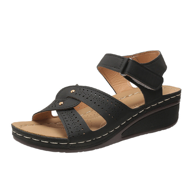 Damen Bequeme Riemchen-Sandalen mit verstellbarem Klettverschluss und anatomischem Fußbett