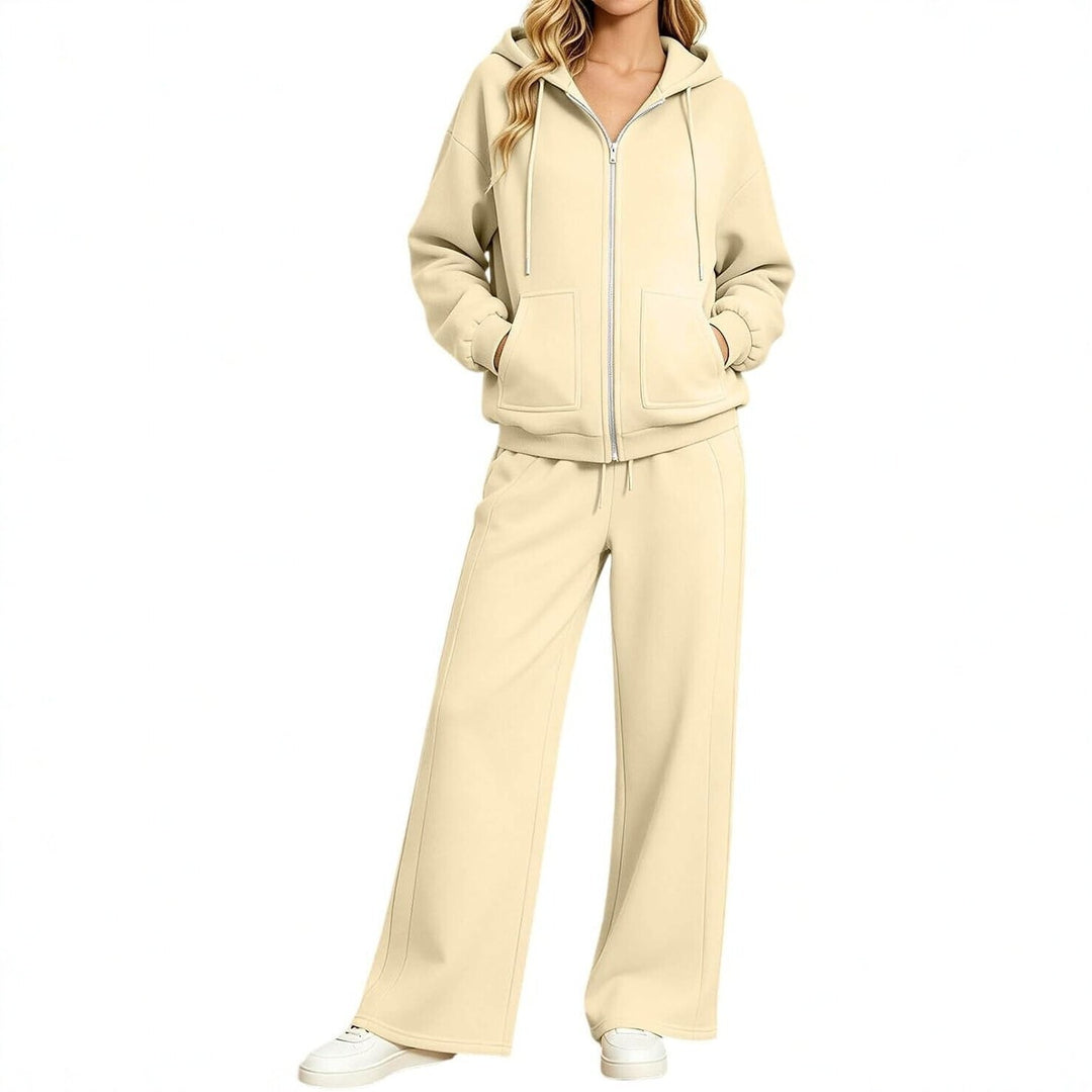 Damen Zip-Hoodie-Set mit Kapuze und weiter Jogginghose Shop Nory