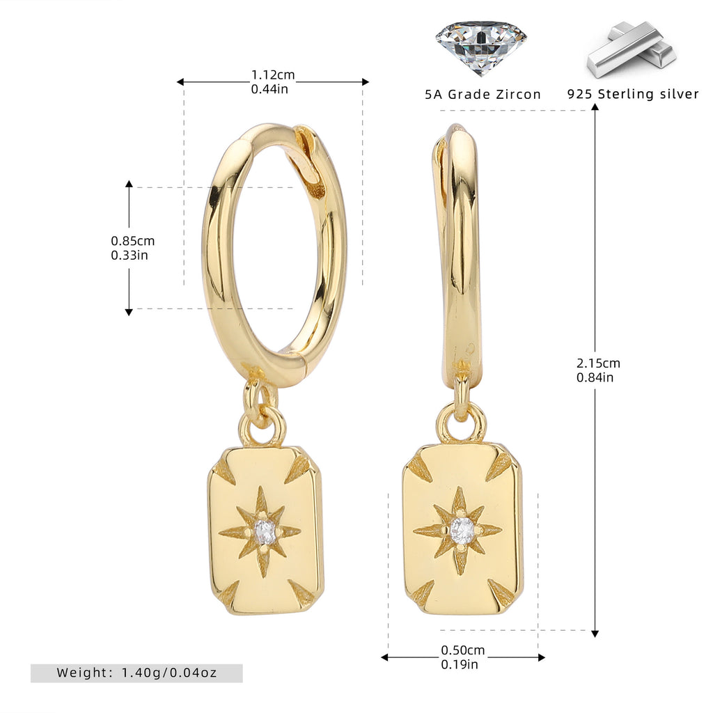Damen Ohrhänger mit Zirkon-Anhänger und hochwertiger 925 Sterling Silberfassung Shop Nory