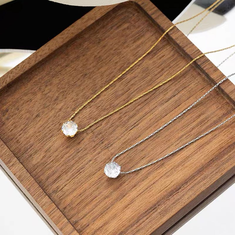 Damen Klassiker Solitaire Anhänger Halskette Shop Nory