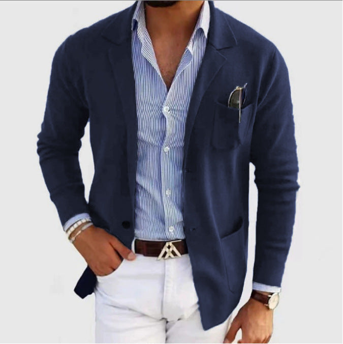 Herren lässiger, eleganter Blazer aus kräftigem Baumwollmix