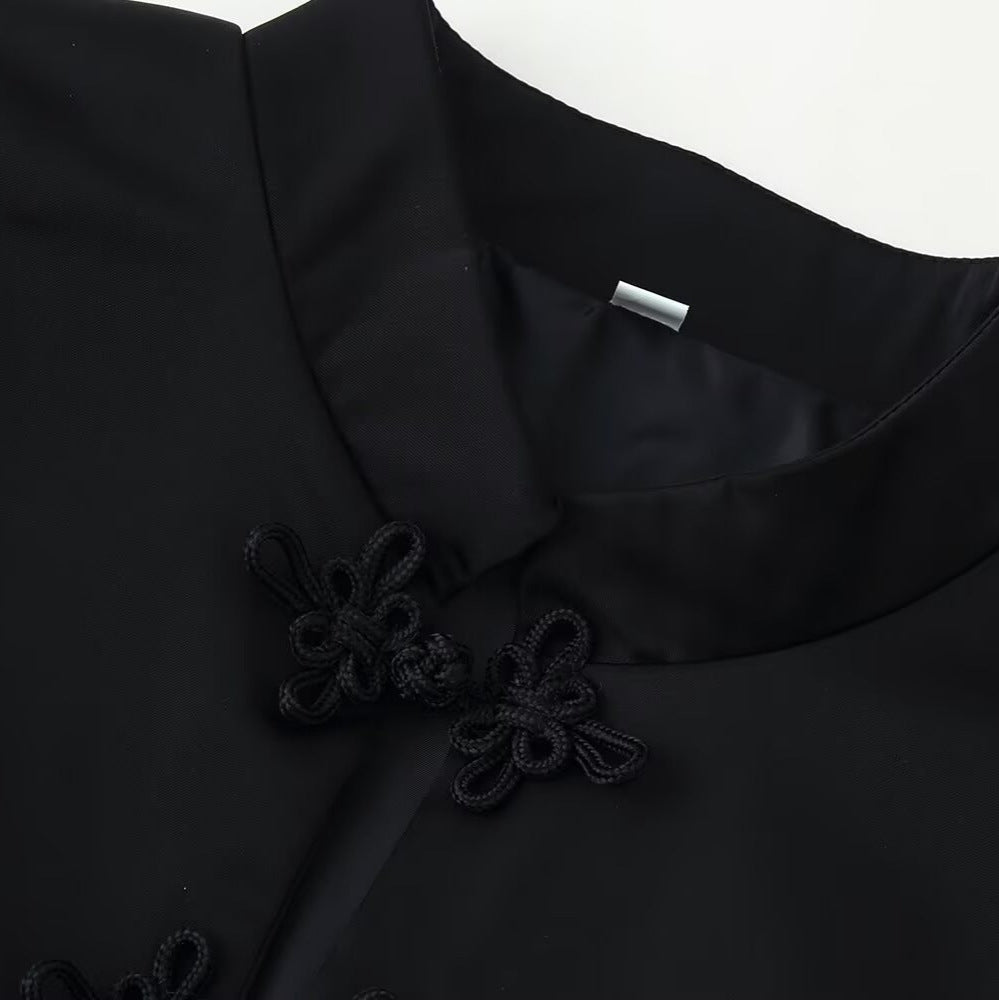 Damen Taillierte Kurzjacke im Mandarinstil mit dekorativen Zierknoten Shop Nory