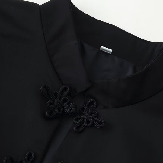 Damen Taillierte Kurzjacke im Mandarinstil mit dekorativen Zierknoten Shop Nory