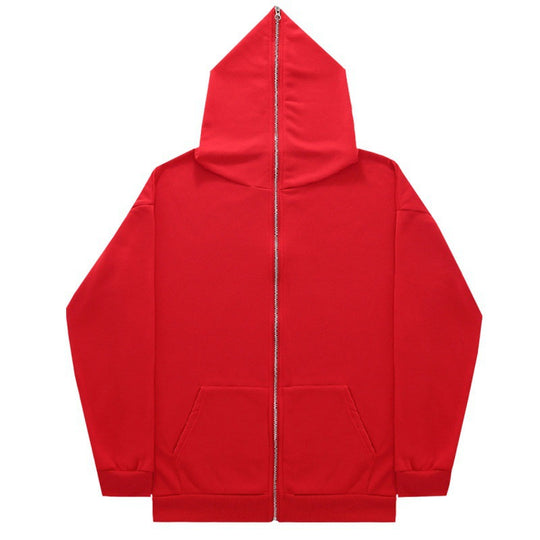 Unisex nan minimalistisch strukturierter Kapuzenzipper mit spitzer Kapuze, Kängurutasche und verstärkten Bündchen Shop Nory