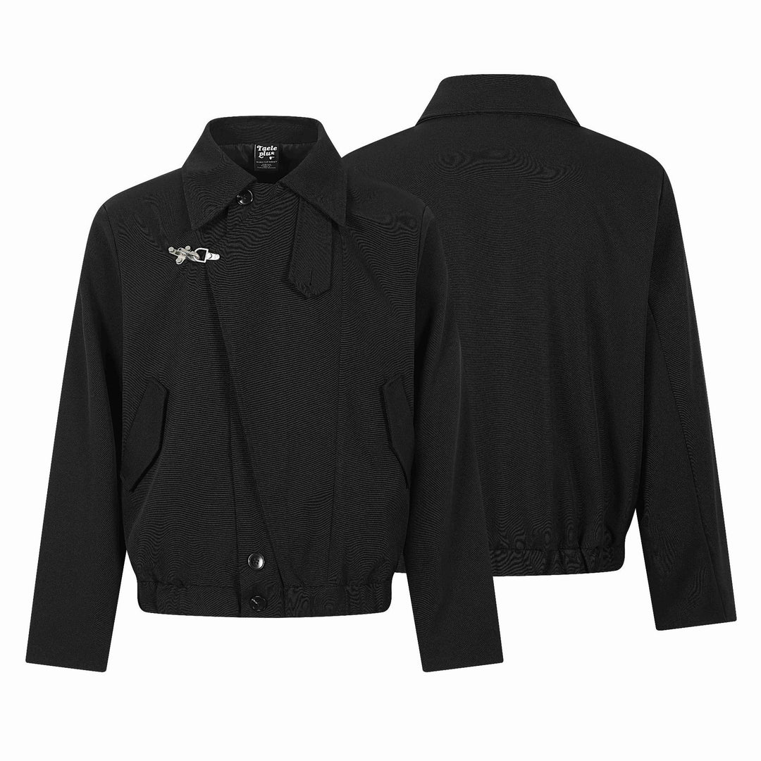 Damen Kurzblouson im Overshirt‑Stil mit markantem Hemdkragen und Metallhakenverschluss Shop Nory