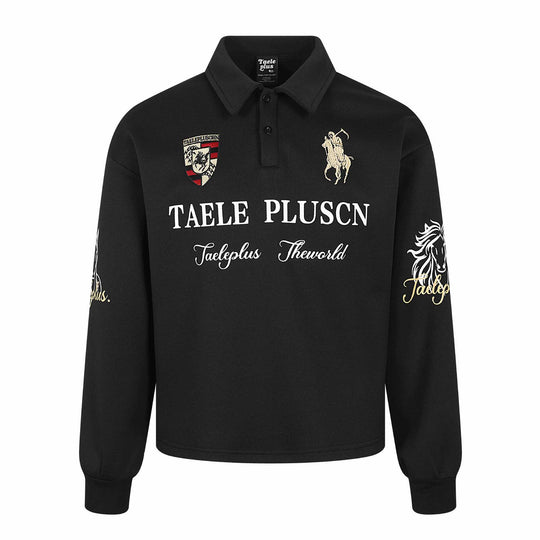 Unisex Langärmeliges Rugby-Poloshirt mit Stickereien und Kentkragen Shop Nory