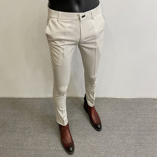 Herren taillierte Chino-Anzughose mit Bügelfalte, Stretchkomfort und verdecktem Hakenverschluss Shop Nory