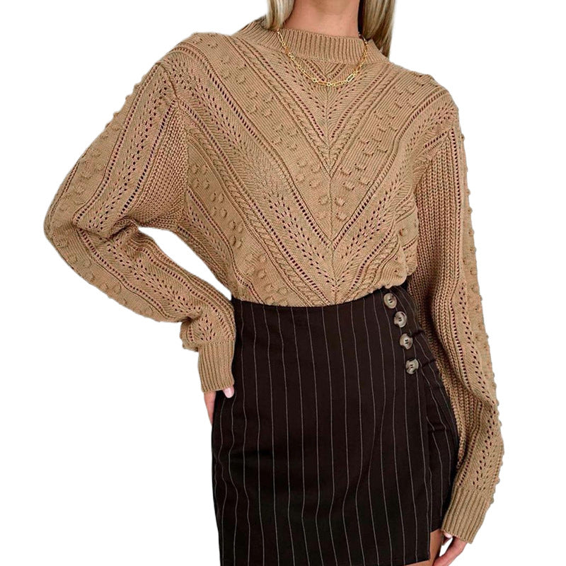 Damen Strukturierter Feinstrick-Pullover mit V‑Struktur und Noppenmuster Shop Nory