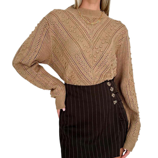 Damen Strukturierter Feinstrick-Pullover mit V‑Struktur und Noppenmuster Shop Nory