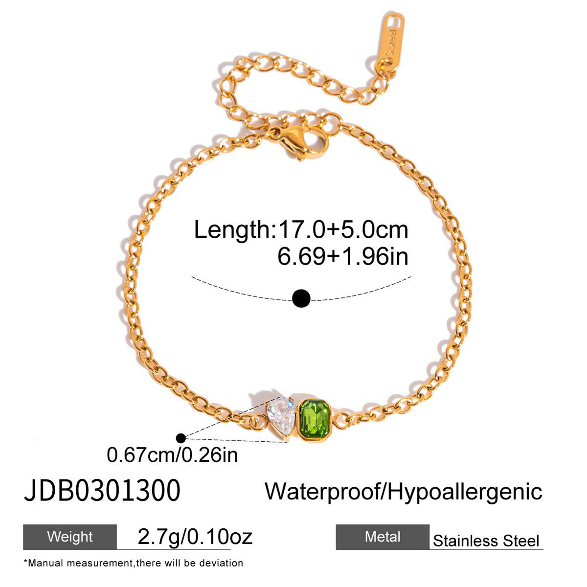 Damen Armband mit grünem Edelstein und Zirkonia-Akzenten Shop Nory