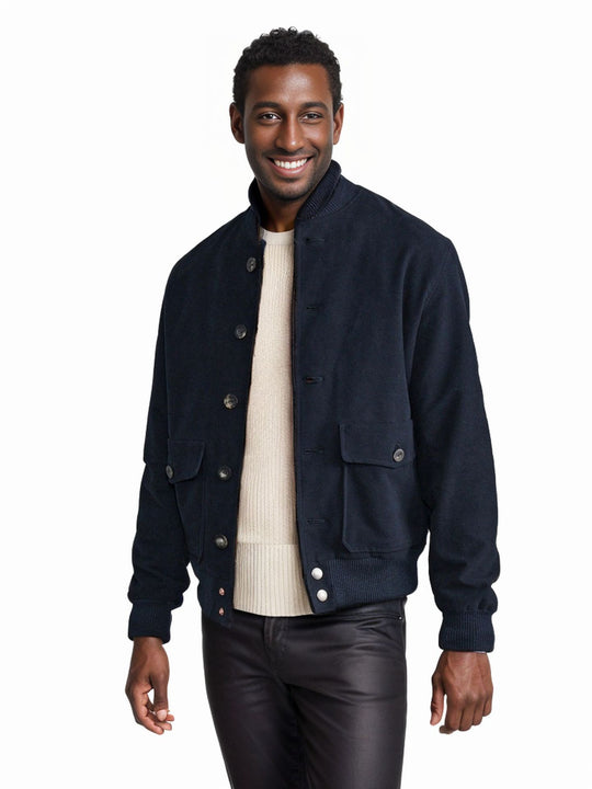 Herren Kurzjacke im Bomberstil mit Knopfverschluss und Pattentaschen Shop Nory
