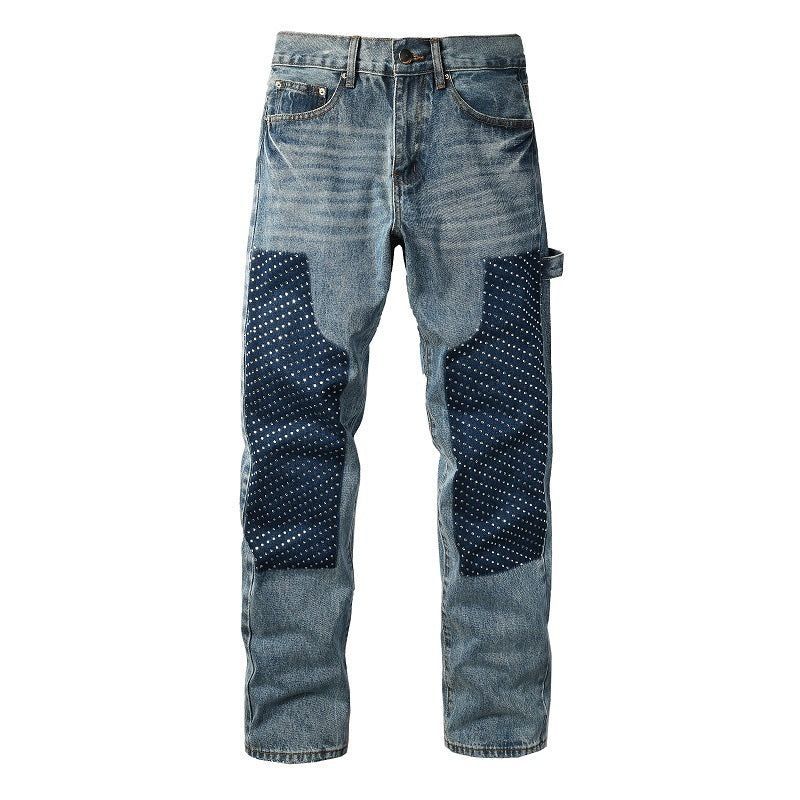 Herren Modische Denim-Hosen mit Kontrast-Patches Shop Nory