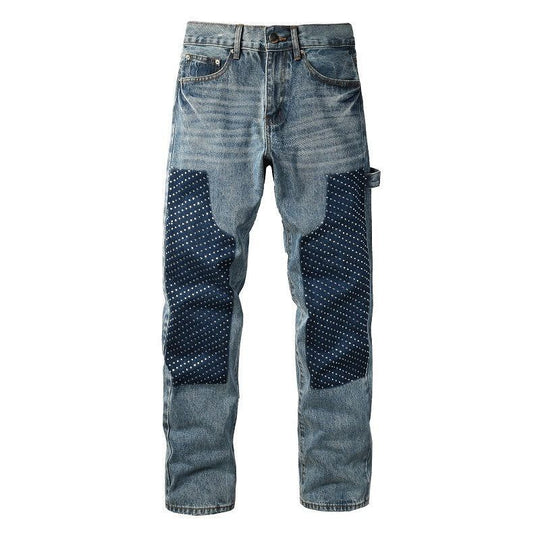 Herren Modische Denim-Hosen mit Kontrast-Patches Shop Nory