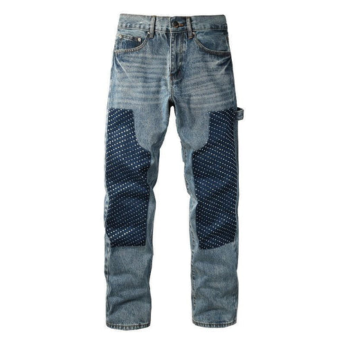 Herren Modische Denim-Hosen mit Kontrast-Patches Shop Nory