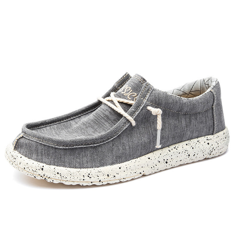 Herren Legerer Canvas-Mokassin-Slipper mit geflochtener Schnürung und gefleckter EVA-Sohle Shopy Nory
