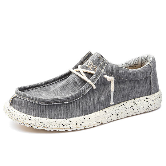 Herren Legerer Canvas-Mokassin-Slipper mit geflochtener Schnürung und gefleckter EVA-Sohle Shopy Nory