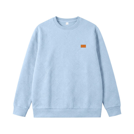 Unisex Texturierter Baumwoll-Crewneck-Sweatshirt mit Rautenstruktur und Lederpatch Shop Nory