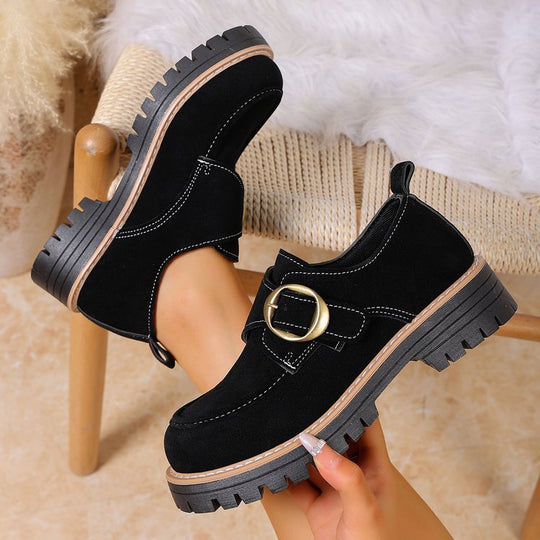 Damen Chunky Loafer im Mokassin‑Stil mit großer Zierschließe, Velours‑Optik und profilierter Gummisohle Shop Nory