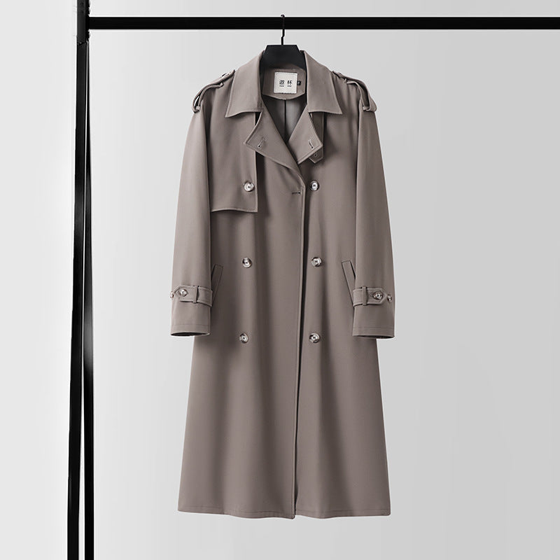 Herren Knielanger doppelreihiger Trenchcoat mit Epauletten, Sturmklappe und Manschettenriegel Shop Nory