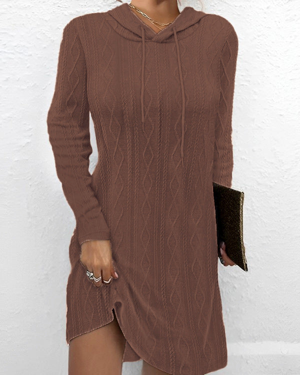 Damen Lässiges Strickkleid mit Kapuze Shop Nory