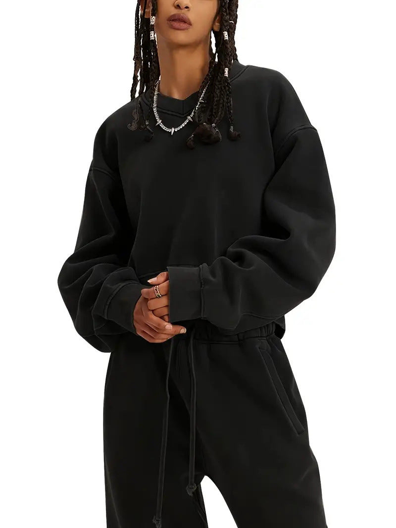 Damen Boxy-Sweatshirt mit überschnittener Schulter, verlängertem Rückenteil und brushed Fleece Shop Nory