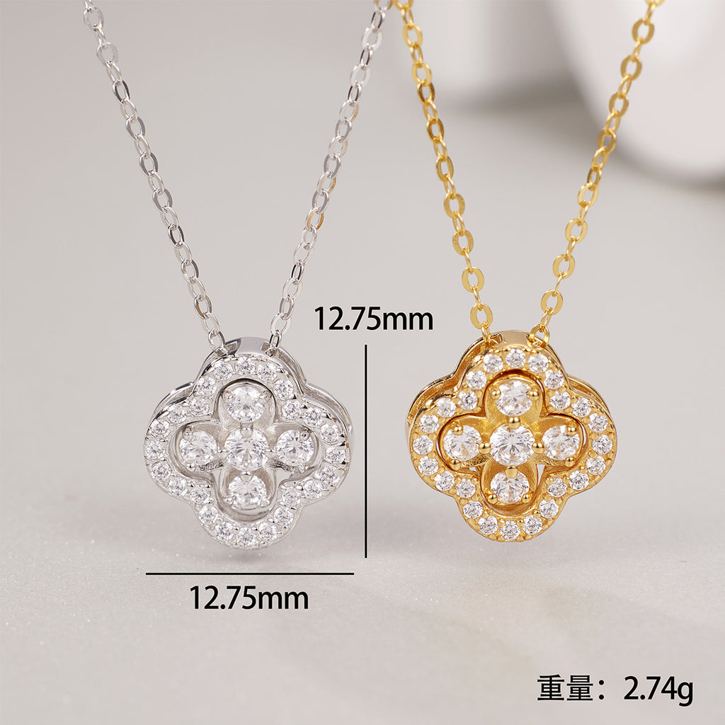 Damen Halskette mit floralem Anhänger und funkelnden Zirkonia Shop Nory