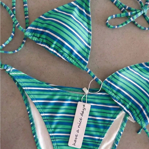 Damen Triangel-Bikini mit klassischem Punktmuster Shopnory