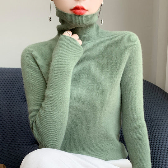 Damen Schmaler Rollkragenpullover aus Kaschmir‑Mix mit extralangem Ärmelabschluss Shop Nory