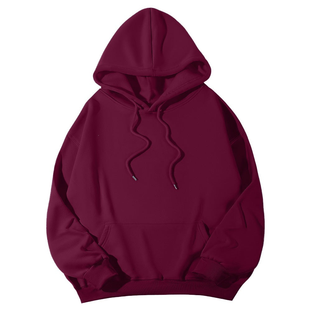 Unisex minimalistischer Kapuzenpullover mit verlängertem Rücken und Kängurutasche Shop Nory