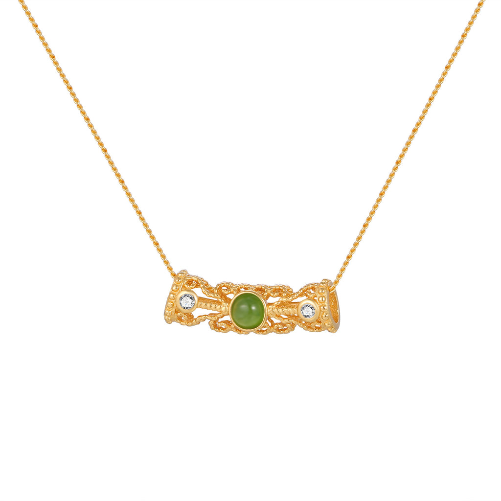 Damen Halskette mit kunstvollem Anhänger und verspielt geschliffenem Edelstein Shop Nory