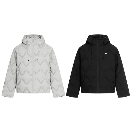 Damen Kurz geschnittene wattierte Kapuzenjacke mit reflektierender Chevron-Steppung Shop Nory