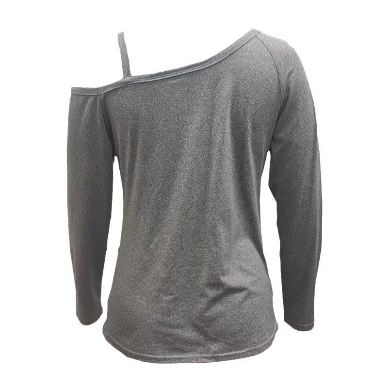 Damen asymmetrisches Langarmshirt mit One-Shoulder, Raffung und Zierknöpfen Shop Nory