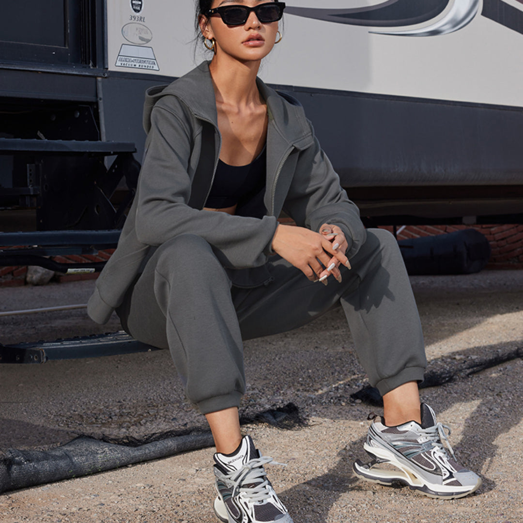 Damen Kapuzenjacke aus weichem Baumwollfleece im Oversize-Schnitt mit Kängurutaschen Shop Nory