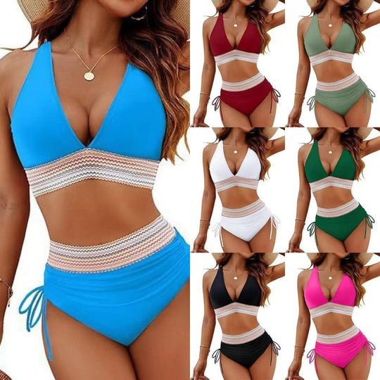 Damen Hochtaillierter Bikini mit schickem Cut-Out und verstellbaren Trägern