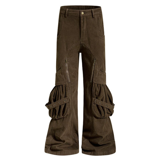 Damen Cargo-Culotte mit gerafften Beuteltaschen, Ösenriemen und seitlichen Reißverschlüssen Shop Nory