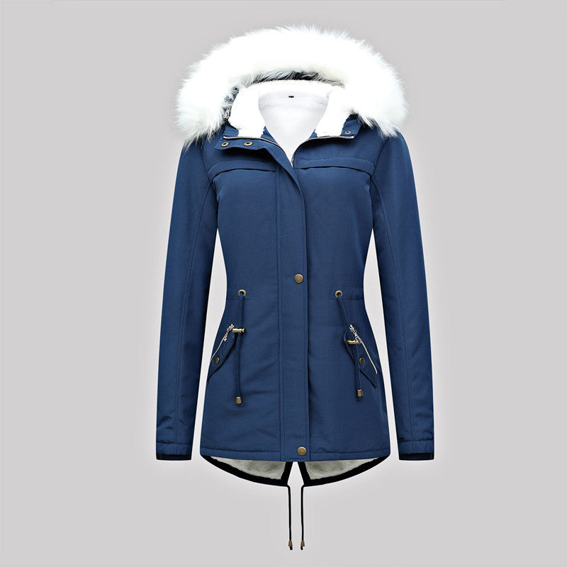 Damen Taillierter Winterparka mit Thermofleece-Futter und abnehmbarer Kunstfellkapuze Shop Nory