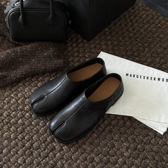 Damen Elegante und bequeme Slippers aus hochwertigem Leder mit offenem Fersenbereich