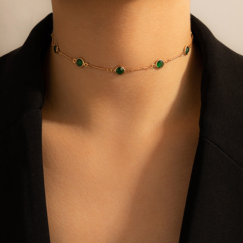 Damen zarte Choker-Halskette mit eleganten Edelsteinen Shop Nory