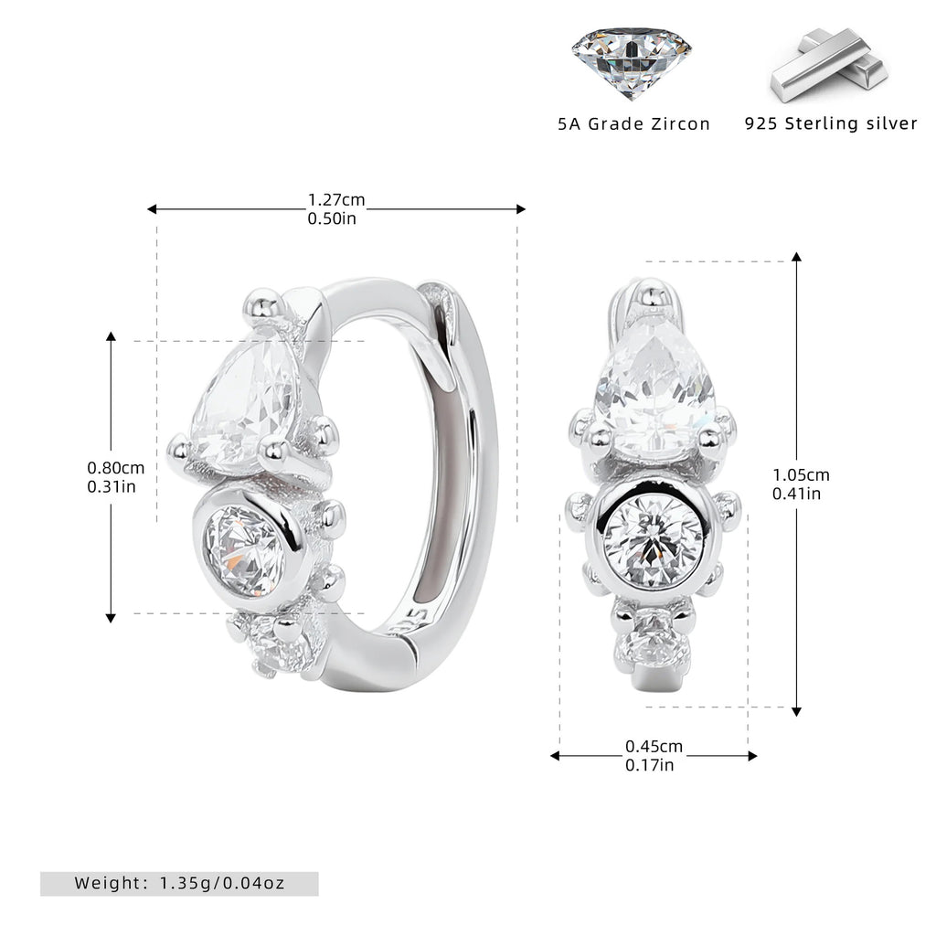 Damen Ohrstecker mit funkelnden Zirkon-Details aus 925 Sterling Silber Shop Nory