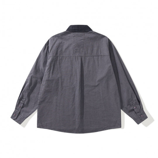 Herren Oversize Hemdjacke mit Cordkragen, Brusttasche und Nieten-Detail Shop Nory