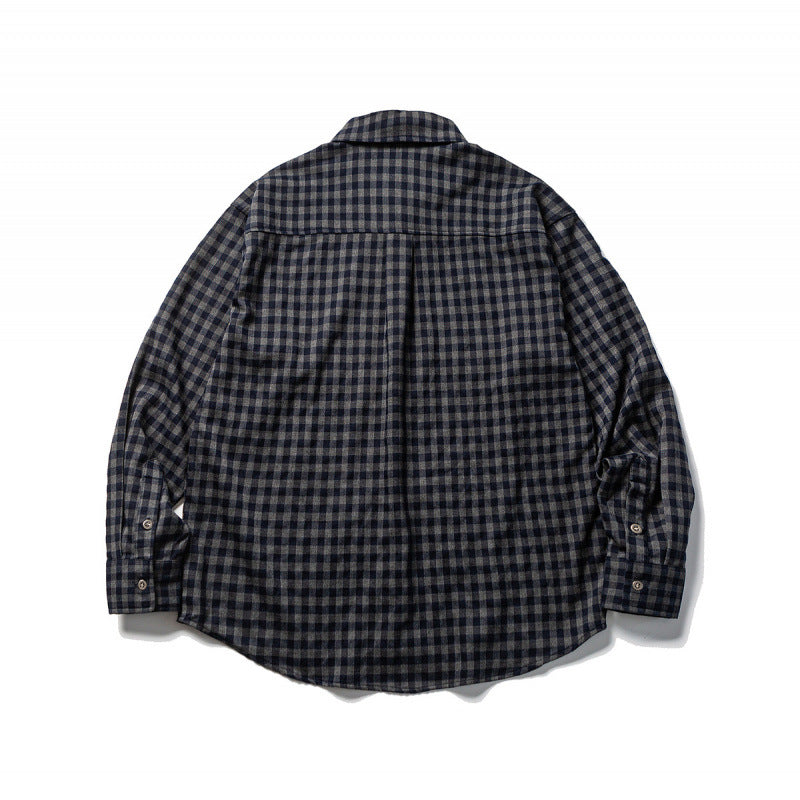 Unisex Oversize-Karo-Flanellhemd mit Hemdkragen, Button-Front und abgerundetem Saum Shop Nory